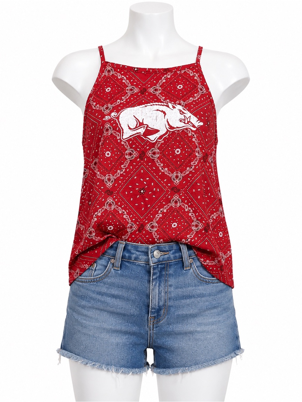 ❤️ Wrangler Arkansas Razorbacks Bandana Print Swing Tank | NWOT | Size Large